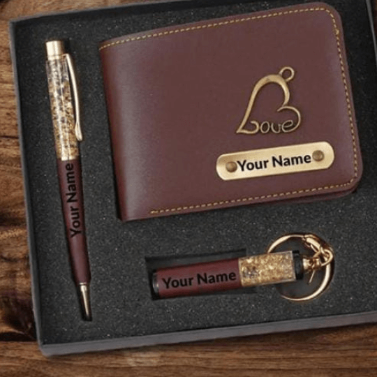 custom name leather wallet