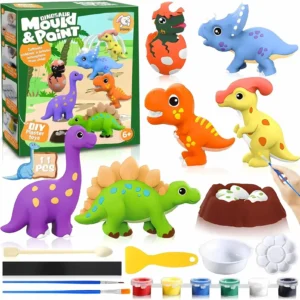 DIY Dinosaur Plaster Mould Casting Art Craft & Painting Activity Kit Set for Kids, Best Gift for Boys & Girls 6–12 Years