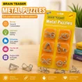 Pack of 1 with 6 Sets Brain Teaser Metal Puzzles Set