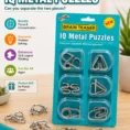 Pack of 1 with 6 Sets Brain Teaser Metal Puzzles Set