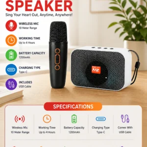 Multicolor-Pack-of-1-MZ-M412SP-Portable-Bluetooth-Karaoke-Speaker-with-Wireless-Mic