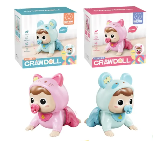 Electric Crawling Baby Doll Toy with Music & Lights