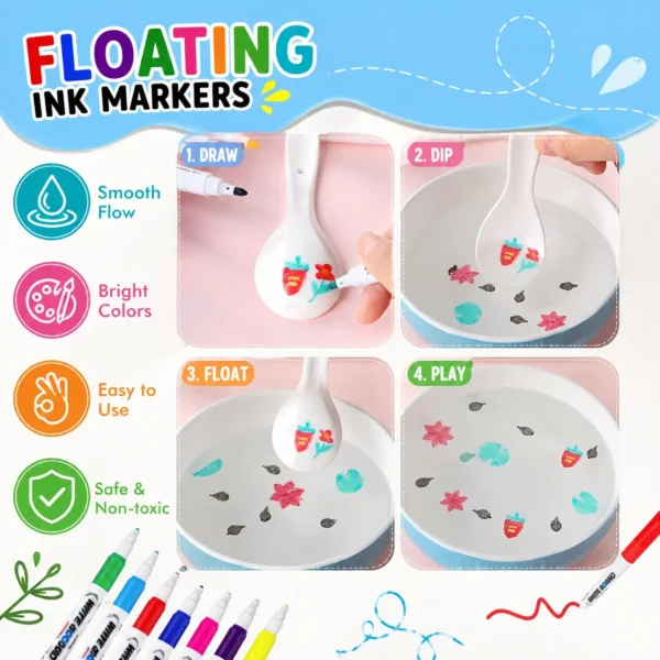 Pack of 1 Magic Floating Pen Set, Non-Toxic Ink Art Effect