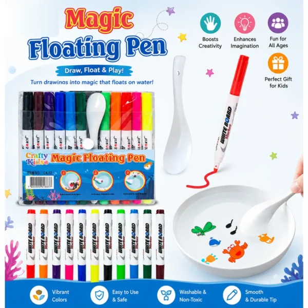 Pack of 1 Magic Floating Pen Set, Non-Toxic Ink Art Effect