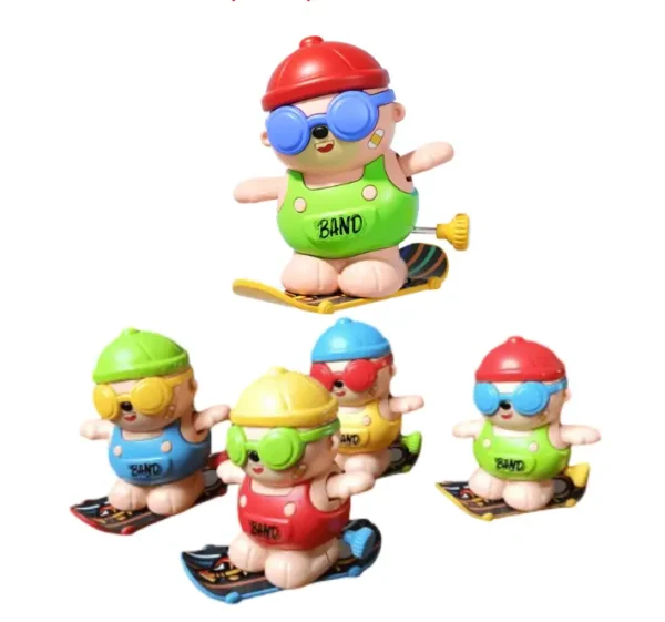 Clockwork Skateboard Toy for Kids – 360° Rotating Moving Toy