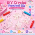 DIY Soft Glue Art Painting Craft Kit Set with Crystal Pendant and Chains