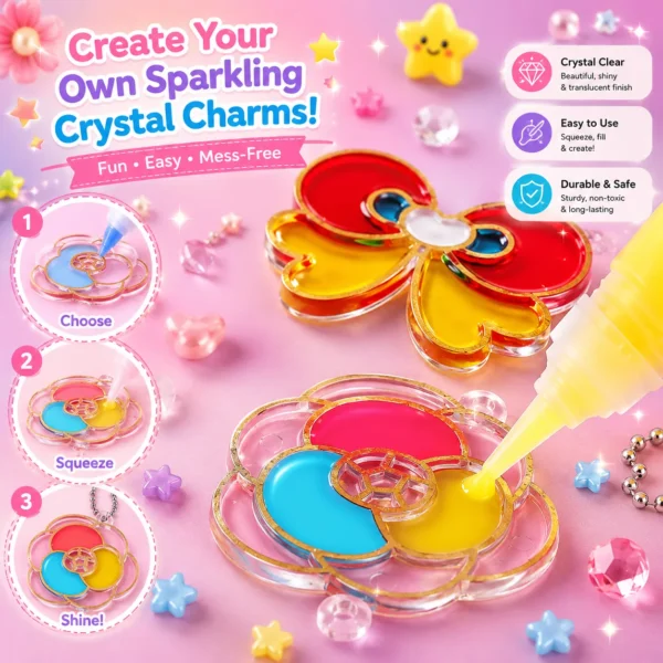 DIY Soft Glue Art Painting Craft Kit Set with Crystal Pendant and Chains