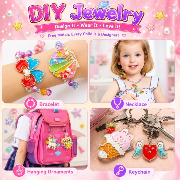 DIY Soft Glue Art Painting Craft Kit Set with Crystal Pendant and Chains