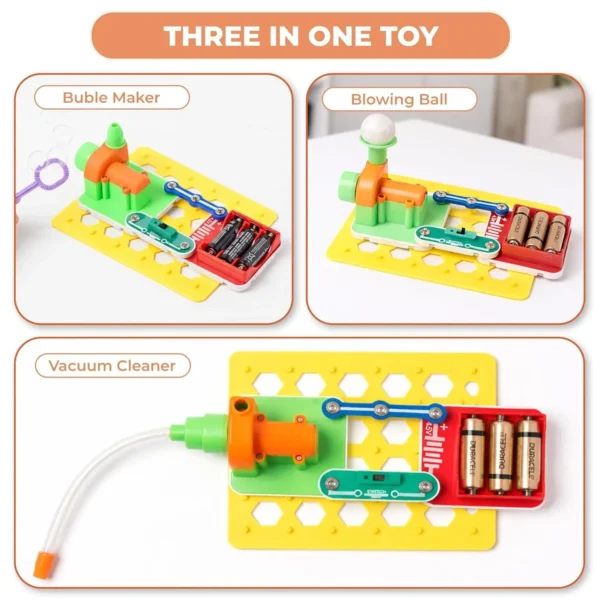 3-in-.1 DIY Science Circuit Kit for Kids 8+ – Vacuum Cleaner, Bubble Maker & Blowing Ball 3-in-1 DIY Science Circuit Kit for Kids 8+ – Vacuum Cleaner, Bubble Maker & Blowing Ball