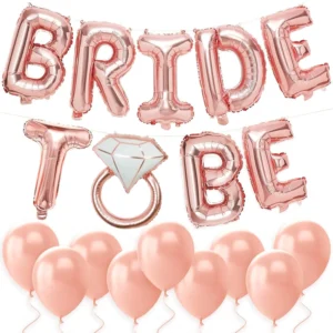 Bride To Be Balloon Decoration Kit – Rose Gold Foil Letter & Latex Balloons for Bachelorette Party