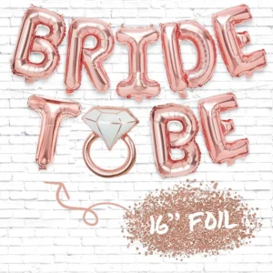 Bride To Be Balloon Decoration Kit – Rose Gold Foil Letter & Latex Balloons for Bachelorette Party