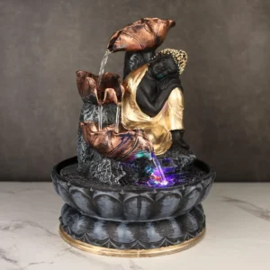 Buddha Tabletop Waterfall Fountain Meditation Relaxing Indoor Decoration, Zen Fountain for Home, Office, Bedroom Decoration