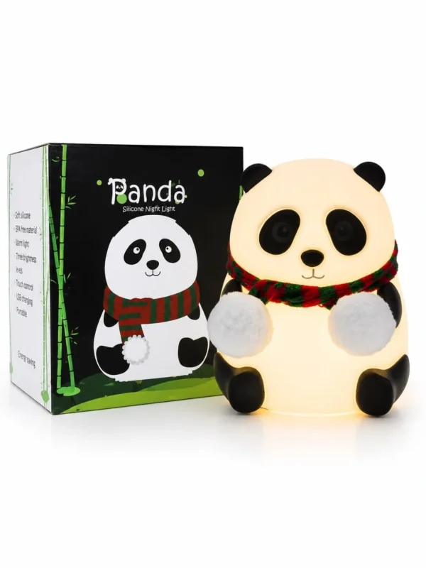 Cute Panda Silicone Night Light – Rechargeable Multicolor Touch Lamp for Kids