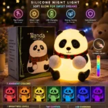 Cute Panda Silicone Night Light – Rechargeable Multicolor Touch Lamp for Kids
