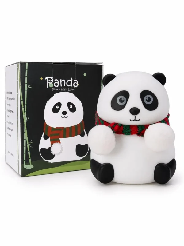 Cute Panda Silicone Night Light – Rechargeable Multicolor Touch Lamp for Kids
