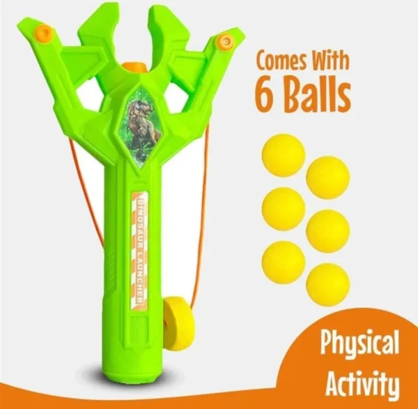 Dinosaur .Ball Launcher Toy for Kids 4+ – Slingshot-Style Launcher with 6 Soft Foam Balls Dinosaur Ball Launcher Toy for Kids 4+ – Slingshot-Style Launcher with 6 Soft Foam Balls