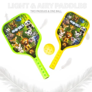 Jungle Pickleball Kit, Animals Theme, 2 Player Game, 2 Paddles with 1 Ball, Family and Friends Outdoor Game. Jungle Pickleball Kit, Animals Theme, 2 Player Game, 2 Paddles with 1 Ball, Family and Friends Outdoor Game