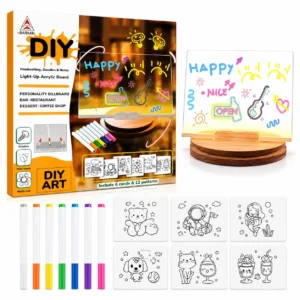 LED Acrylic Writing & Drawing Board – Reusable Dry Erase Message Board with Stand