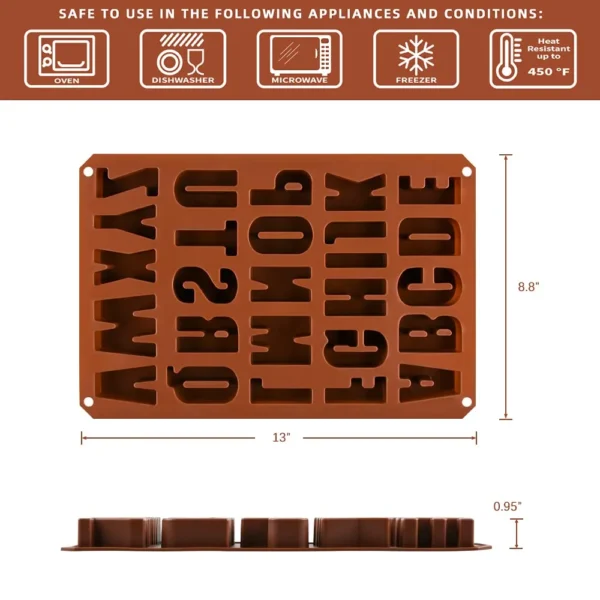 Large Alphabet Silicone Mould – Letter Mould for Cake, Chocolate, Crayons, Candles & Crafts