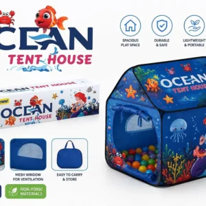 Ocean Play Tent for Kids 3+ – Pop-Up Underwater Mermaid & Fish Theme Tent with Mesh Windows