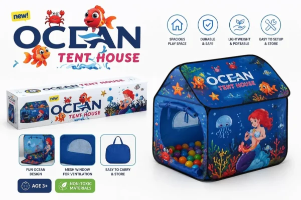 Ocean Play Tent for Kids 3+ – Pop-Up Underwater Mermaid & Fish Theme Tent with Mesh Windows. Ocean Play Tent for Kids 3+ – Pop-Up Underwater Mermaid & Fish Theme Tent with Mesh Windows