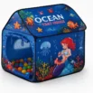 Ocean Play Tent for Kids 3+ – Pop-Up Underwater Mermaid & Fish Theme Tent with Mesh Windows